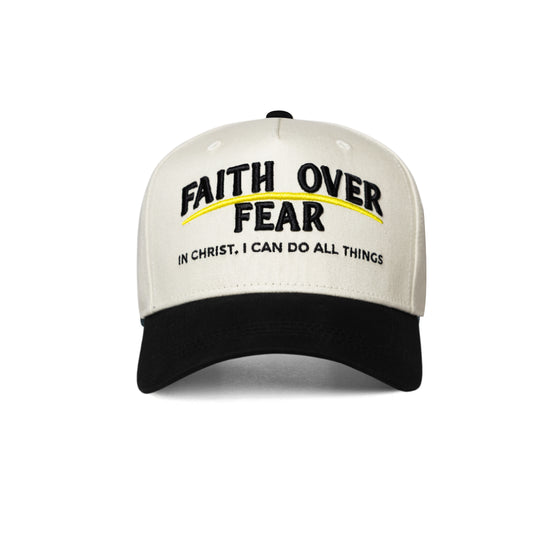 Faith Over Fear Christian vintage hat Philippians 4:13 – front view
