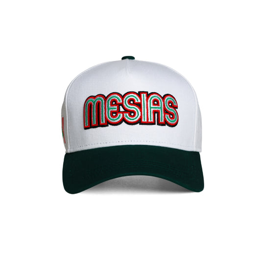 Mesías Christian baseball hat white green Mexico edition – front view