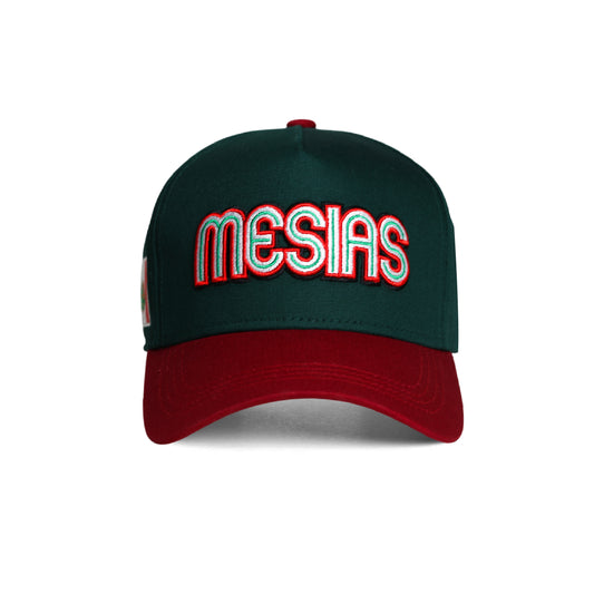 Mesías Christian baseball hat green red Mexico edition – front view
