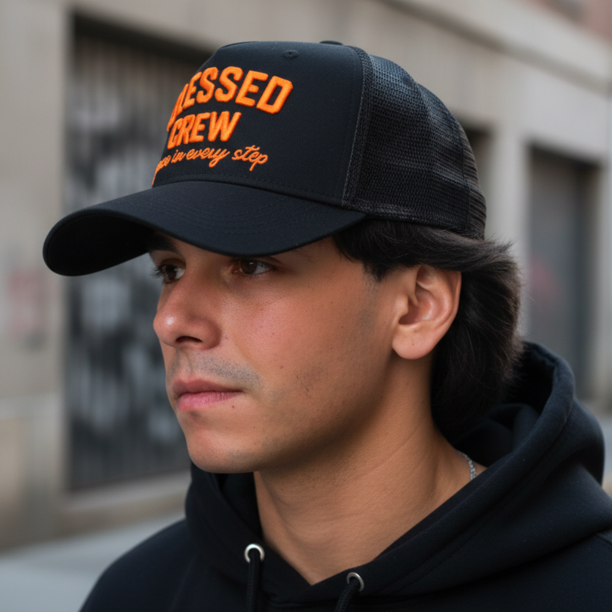 BLESSED CREW Black Hat Lifestyle Close-up