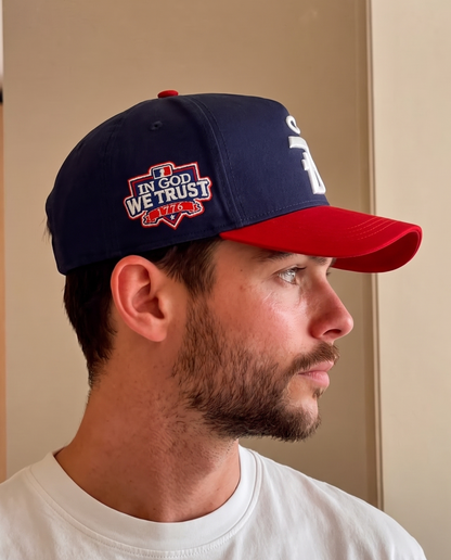 God Bless America cap lifestyle In God We Trust patch side