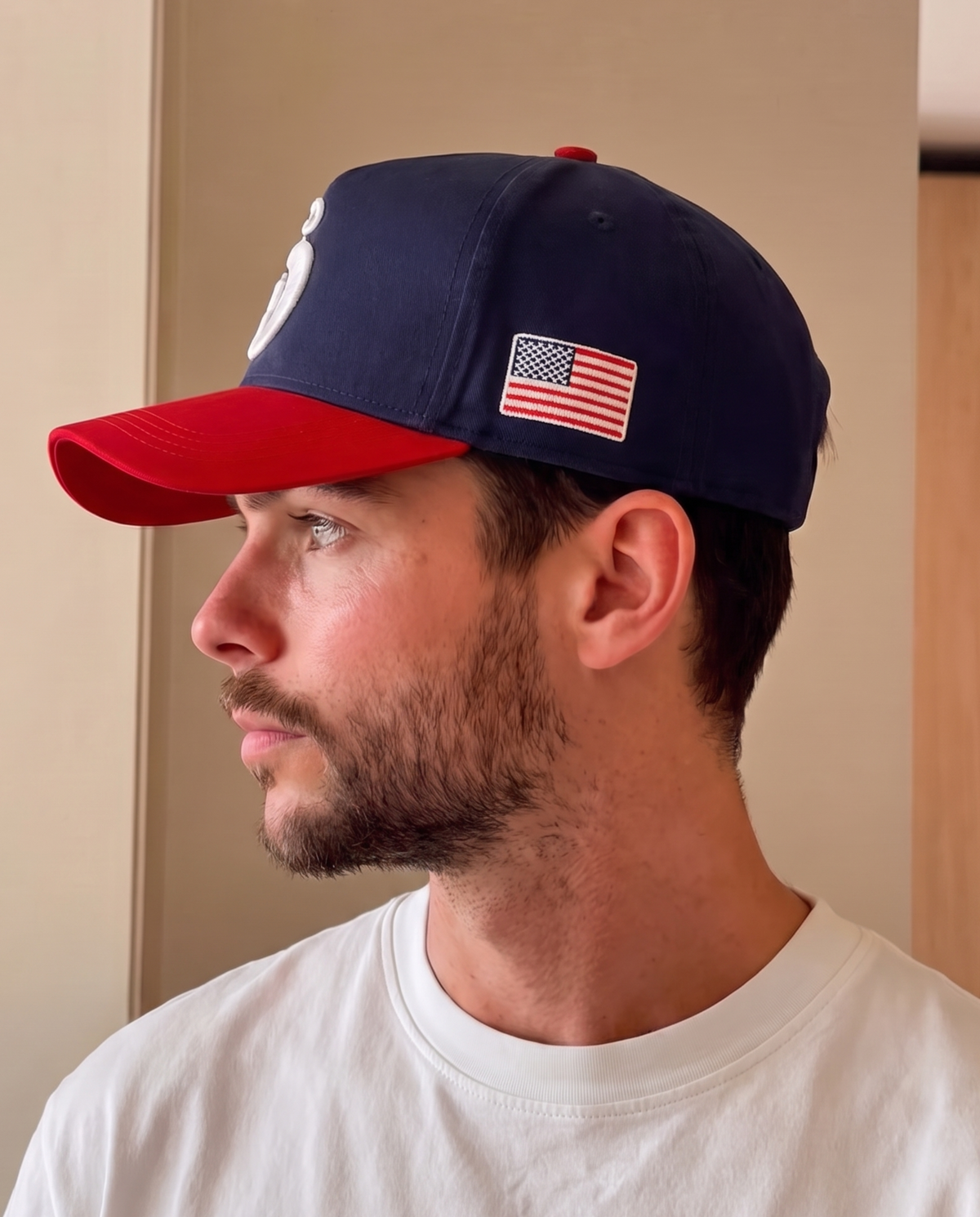 God Bless America Christian baseball hat blue – detail view