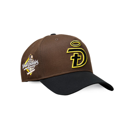 World Savior Christian baseball hat brown yellow – three quarter view