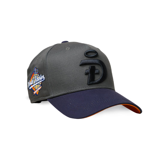 World Savior Christian baseball hat grey orange – three quarter view