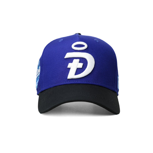 World Savior Christian baseball hat dark blue white – front view with DIOSGOD logo